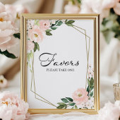 Pink Blush Floral Geometric Favors Sign ポスター