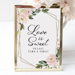 Pink Blush Floral Geometric Love Is Sweet Sign ポスター<br><div class="desc">Pink Blush Floral Geometric Love Is Sweet Sign</div>