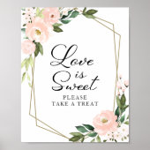 Pink Blush Floral Geometric Love Is Sweet Sign ポスター (正面)