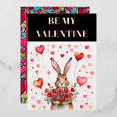 PINK BLUSH FOIL VALENTINE'S CARD EDITABLE 箔シーズンカード (正面/裏面)