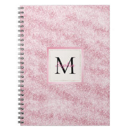 Pink Blush Glitter Monogram ノートブック
