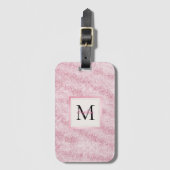 Pink Blush Glitter Monogram ラゲッジタグ (正面縦)