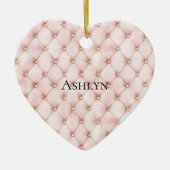 Pink Blush Gold Tufts Christmas セラミックオーナメント (正面)