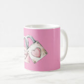 Pink Blush Love Heart Locks コーヒーマグカップ (正面右)