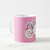 Pink Blush Love Heart Locks コーヒーマグカップ (正面左)