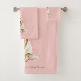 Pink Blush Personalized Dog Groomer Spa Towel バスタオルセット