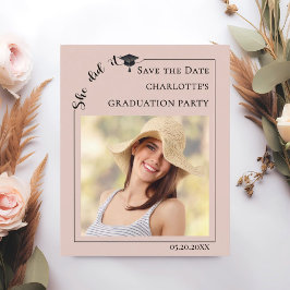 Pink Blush Photo Graduation Party Save the Date チラシ
