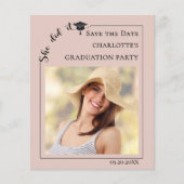 Pink Blush Photo Graduation Party Save the Date チラシ (正面)
