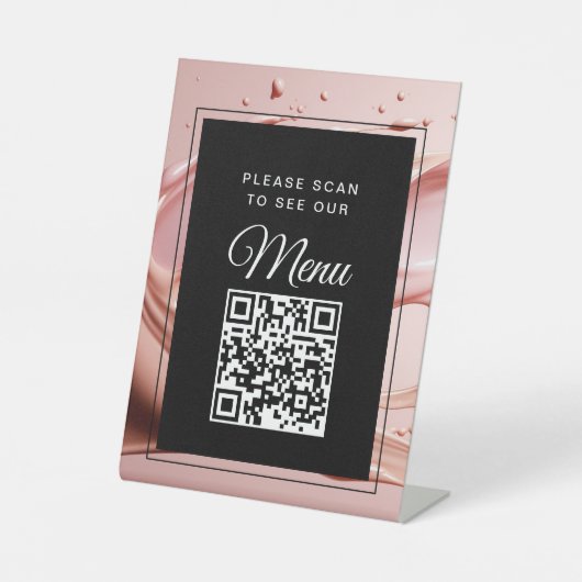 Pink Blush QR Code Digital Menu 台座サイン (正面)