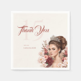 Pink Blush Rose Elegant Quinceañera スタンダードカクテルナプキン