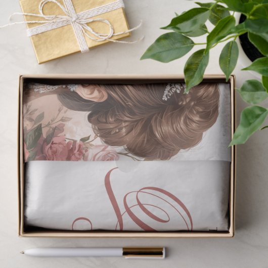 Pink Blush Rose Elegant Quinceañera 薄葉紙 (ギフト)