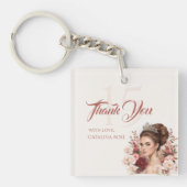 Pink Blush Rose Elegant Quinceañera Acrylic キーホルダー (正面)