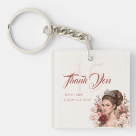 Pink Blush Rose Elegant Quinceañera Acrylic キーホルダー