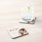 Pink Blush Rose Elegant Quinceañera Coaster コースター (右側)