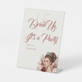 Pink Blush Rose Elegant Quinceañera Drinks Section 台座サイン (正面)