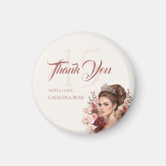 Pink Blush Rose Elegant Quinceañera Magnet マグネット (正面)