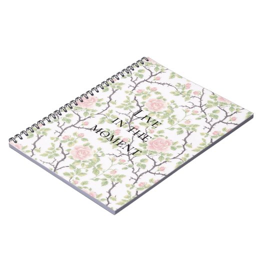 Pink Blush Rose Floral ノートブック (左側)