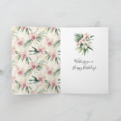 Pink Blush Stripes Orchid Sea Turtle Birthday カード (内部)