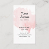 Pink Blush Watercolor VerticalモダンでミニマルなLt 名刺 (裏面)