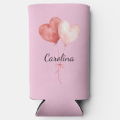 Pink Blush White Hearts スリム缶クーラー (正面)
