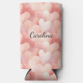 Pink Blush White Hearts スリム缶クーラー (正面)