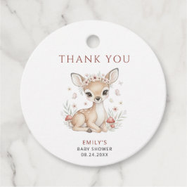 Pink Blush Woodland Deer Girl Baby Shower フェイバータグ