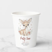 Pink Blush Woodland Deer Girl Baby Shower 紙コップ (正面)