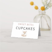 Pink Blush Woodland Deer Girl Baby Shower Cupcakes プレイスカード (裏面)