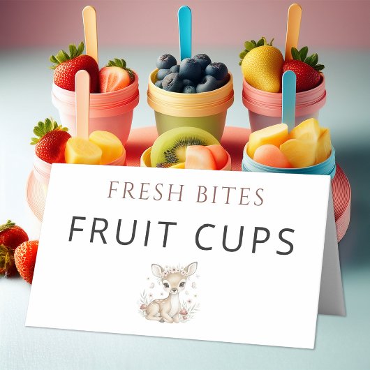 Pink Blush Woodland Deer Girl Baby Shower Fruit プレイスカード