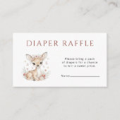 Pink Blush Woodland Deer Girl Diaper Raffle エンクロージャーカード (正面)