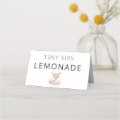 Pink Blush Woodland Deer Girl Lemonade Place Card プレイスカード (正面)
