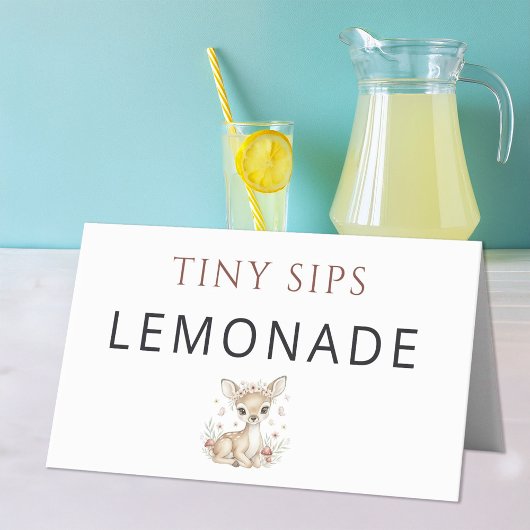 Pink Blush Woodland Deer Girl Lemonade Place Card プレイスカード