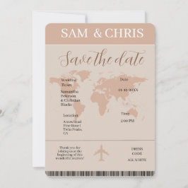 Pink Boarding Pass Wedding Invitation Map シーズンカード