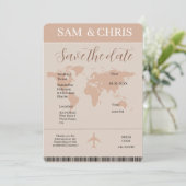 Pink Boarding Pass Wedding Invitation Map シーズンカード (スタンド正面)