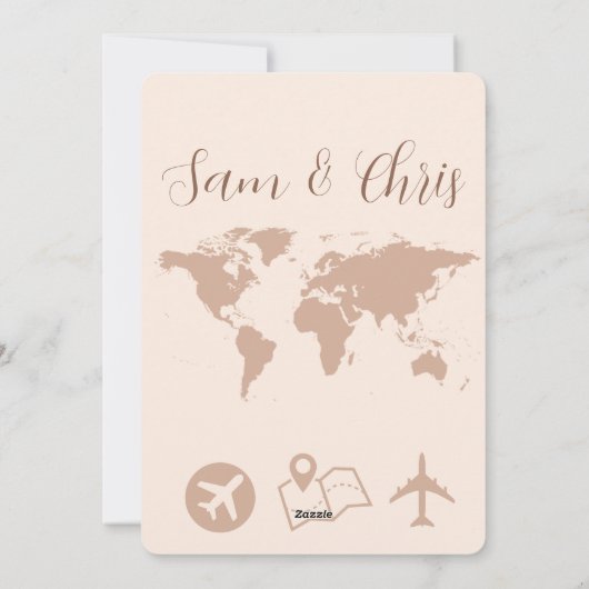 Pink Boarding Pass Wedding Invitation Map シーズンカード (裏面)
