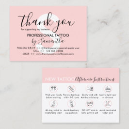 Pink Body Aftercare Instructions Tattoo Thank you 名刺
