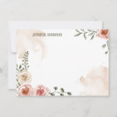 Pink Bohemian Rustic Personalized Stationery ノートカード (正面)