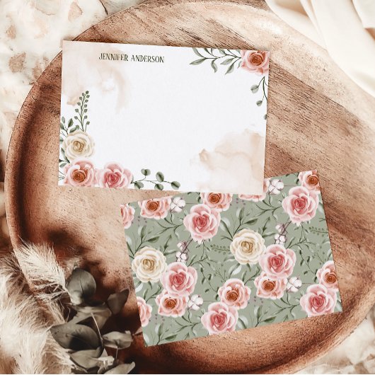Pink Bohemian Rustic Personalized Stationery ノートカード