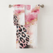 Pink Boho Animal Print, Gold Black Agate Gold Art バスタオルセット (インサイチュ)