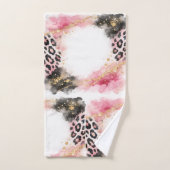 Pink Boho Animal Print, Gold Black Agate Gold Art バスタオルセット (ハンドタオル)