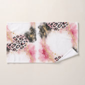 Pink Boho Animal Print, Gold Black Agate Gold Art バスタオルセット (ハンドタオル)