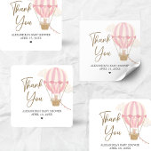 Pink Boho Bear Baby Shower  スクエアシール