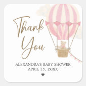 Pink Boho Bear Baby Shower  スクエアシール (正面)
