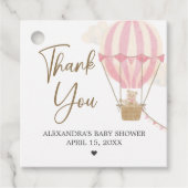 Pink Boho Bear Baby Shower  フェイバータグ (正面)