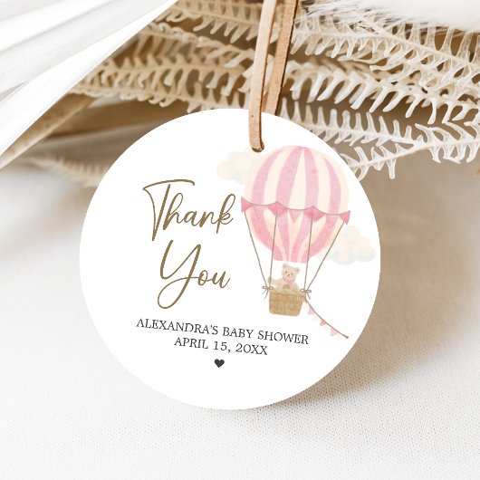 Pink Boho Bear Baby Shower  フェイバータグ