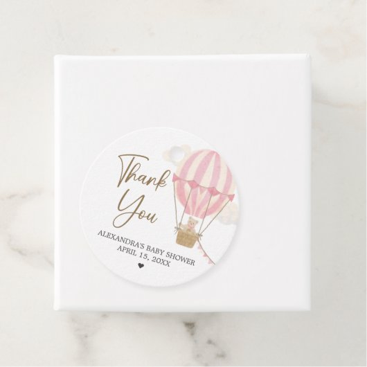 Pink Boho Bear Baby Shower  フェイバータグ (インサイチュ)