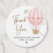 Pink Boho Bear Baby Shower  フェイバータグ (正面)