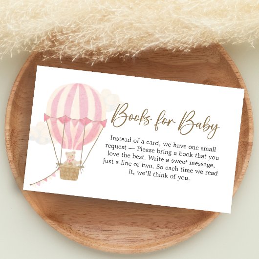 Pink Boho Bear Baby Shower Books for Baby エンクロージャーカード