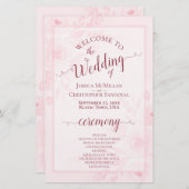 Pink Boho Chic Peonies Budget Wedding Program (正面/裏面)