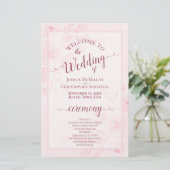 Pink Boho Chic Peonies Budget Wedding Program (スタンド正面)